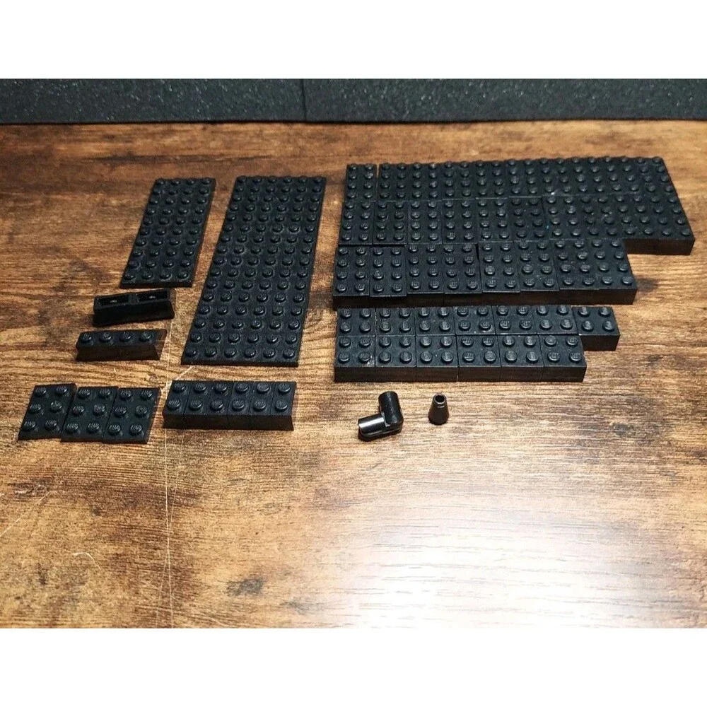 LEGO LOT BLACK 58 PCS Assorted BUILDING PIECES 3x2 1x1 2x2 2x4 16x6 10x4 +others